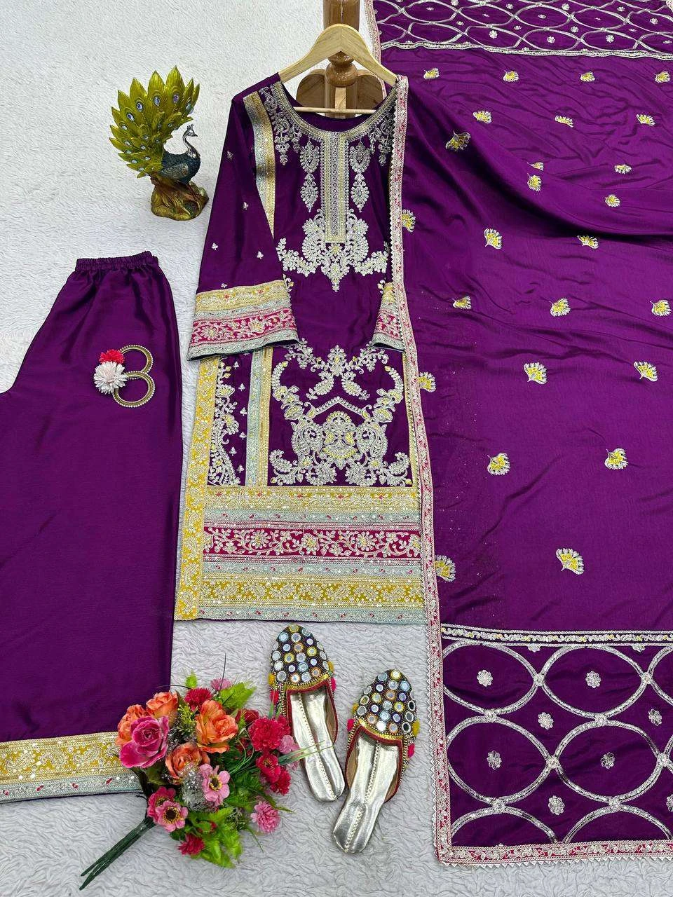 Vardan Ethnic Qrc 260 Chinon Silk Wholesale Pakistani Party Wear Salwar Suit